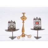 Two late 19th century German soft metal small scale dolls’ house hall tables,