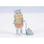 A rare Hertwig bisque dolls’ house boy cat doll,