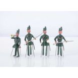 Four 19th century German bristle toy Napoleonic soldiers,