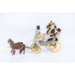 A rare and fine Büchner painted tinplated open carriage,