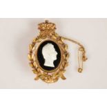 A Regency era gold brooch from Watier's Fête of 1814 with a Tassie cameo of the Duke of Wellington,
