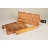 A hardwood chopping board,