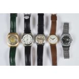 Five vintage and modern quartz wristwatches,