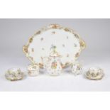 An early 20th century Meissen porcelain tete a tete tea set,