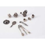 Silver and white metal dolls’ house and miniature items,