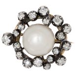 A VICTORIAN NATURAL PEARL AND DIAMOND BROOCH