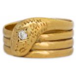 JOHN HENRY WYNN, AN EARLY 20TH CENTURY GOLD SNAKE RING