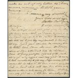 Great Britain, Naval - Napoleonic Wars, 1814 Autograph letter written by Edward Tyndall from HM...