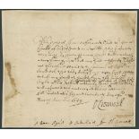 Oliver Cromwell, 1649 (26 March) letter signed "O Cromwell" with autograph insertions reading "...