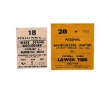 MANCHESTER UNITED 1960s AWAY FOOTBALL TICKET STUBS, CHELSEA 15/3/1969, ARSENAL 24/2/1968.