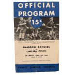 FULL SIGNED 1954 GLASGOW RANGERS VERSUS CHELSEA FOOTBALL PROGRAMME, 5/6/1954, SIGNED BY 25 PLAYERS