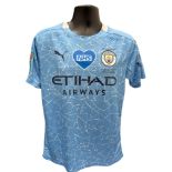 FERRAN TORRES MANCHESTER CITY VERSUS CHELSEA 2021 CARABAO CUP FINAL MATCH ISSUED FOOTBALL SHIRT,