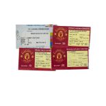 COLLECTION OF MANCHESTER UNITED TREBLE SEASON FOOTBALL TICKET STUBS, 4 TICKETS WITH PROGRAMMES,
