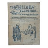 MANCHESTER UNITED AWAY VERSUS CHELSEA 1908/09 FOOTBALL PROGRAMME, 13/3/1909. SPINE REPAIRS, TAPE,