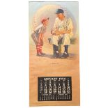 1954 ORIGINAL HONUS WAGNER BASEBALL SHOP DISPLAY POSTER, 46x22", CALENDER IS UNTOUCHED WITH A