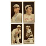 T207 BASEBALL TRADE CARDS, 4 EXAMPLES, BROWN BACKGROUND, BACKS VARY, PITTSBURG, BOSTON.