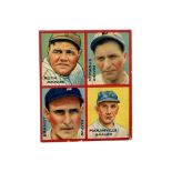 1935 GOUDEY 4-IN-1 BASEBALL CARD, BABE RUTH, MCMANUS, BRANDT, MARANVILLE, 5A.