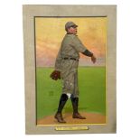 1911 TURKEY RED BASEBALL CABINET CARD, CY YOUNG, CLEVELAND, CHECKLIST BACK.