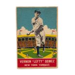 1933 DeLONG GUM BASEBALL CARD, VERNON "LEFTY" GOMEZ, NEW YORK YANKEES.