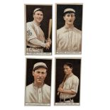 T207 BASEBALL TRADE CARDS, 4 EXAMPLES, BROWN BACKGROUND, BACKS VARY, NEW YORK, CHICAGO,