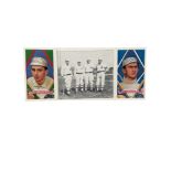 T202 HASSAN TRIPLE FOLDER BASEBALL CARD, BARRY, BAKER, PHILADELPHIA.