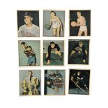 1951 BERK ROSS HIT PARADE BASEBALL CARDS,9 CARDS, NOS(1)10-18, BASEBALL, GOLF, HOCKEY, NFL.