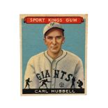 1933 GOUDEY GUM SPORT KINGS BASEBALL CARD, CARL HUBBELL, #42.