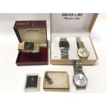Four fashion watches including Avia Rotary a 9ct charm and silver st Christopher