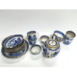 Chinese willow pattern Blue and white tea set