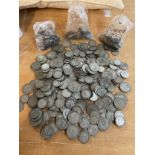 Large qty of pre-47 silver coinage and other threepences and shillings.