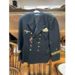 WWII German Kriegsmarine tunic with Iron Cross ribbon and breast award hoops attached along with