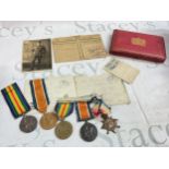 WW1 Trio medals presented to K13266. EW DUNSFORD STO I.RN & WW1 Pair to 4328 PTE B. SHEPPARD 22 LOND