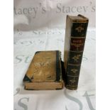 Two antique volumes of The Life and Adventures of Martin Chuzzlewit by Charles Dickens.