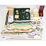 A collection of jewellery including 18ct gold ring set with an opal (damaged, 3.2g), 9ct gold ring