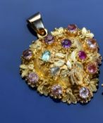 Georgian heart shaped pendant/ locket with applied floral and foliate decoration, set with a
