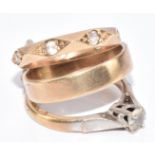 A 9ct gold charm in the form of a wedding band, eternity ring and engagement ring, 2.5g