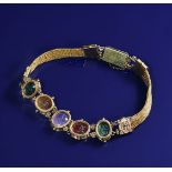 Victorian gold bracelet set with five hardstone intaglios dating from the 1st to 3rd centuries AD