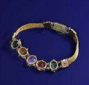 Victorian gold bracelet set with five hardstone intaglios dating from the 1st to 3rd centuries AD