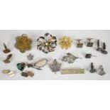 Four pairs of silver cufflinks, a pair of yellow metal cufflinks (11.5g, test as 14k gold)