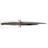 WW2 Fairbairn Sykes 2nd pattern Commando fighting dagger with 17.3cm blade, cross guard with