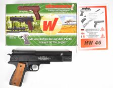 Weihrauch HW45 .22 air pistol with chequered wooden grips and adjustable sights and trigger,