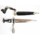 Third Reich / Nazi German SS (Schutzstaffel) dagger, the 22cm blade marked with the motto 'Meine