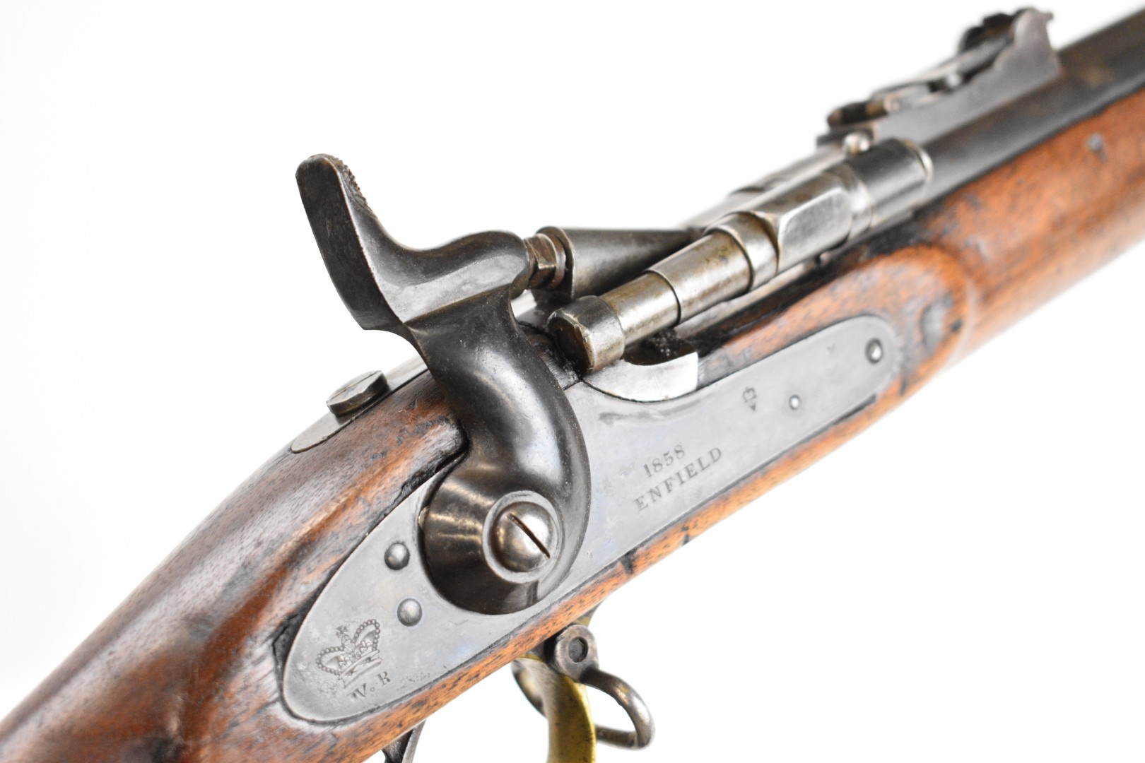 Snfer Rifle Enfield 3-band .577 hammer action Snider rifle with lock stamped '1858 ...
