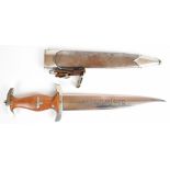 Third Reich / Nazi German SA (Sturmabteilung) dagger with erased Rohm inscription, the 22cm blade