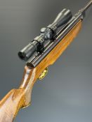 Weihrauch HW35 .22 air rifle with chequered semi-pistol grip, raised cheek piece, adjustable