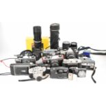 Collectable and 35mm SLR cameras and lenses to include Praktica MTL 5B 35mm SLR with Pentacon 1.8/50