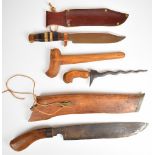 Malaysian parang knife with wooden handle, number 2 over maker's stamp to 29cm single edged blade