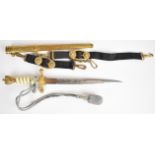 Third Reich / Nazi German 2nd model Kriegsmarine dress dagger, the blade approximately 24.5cm with