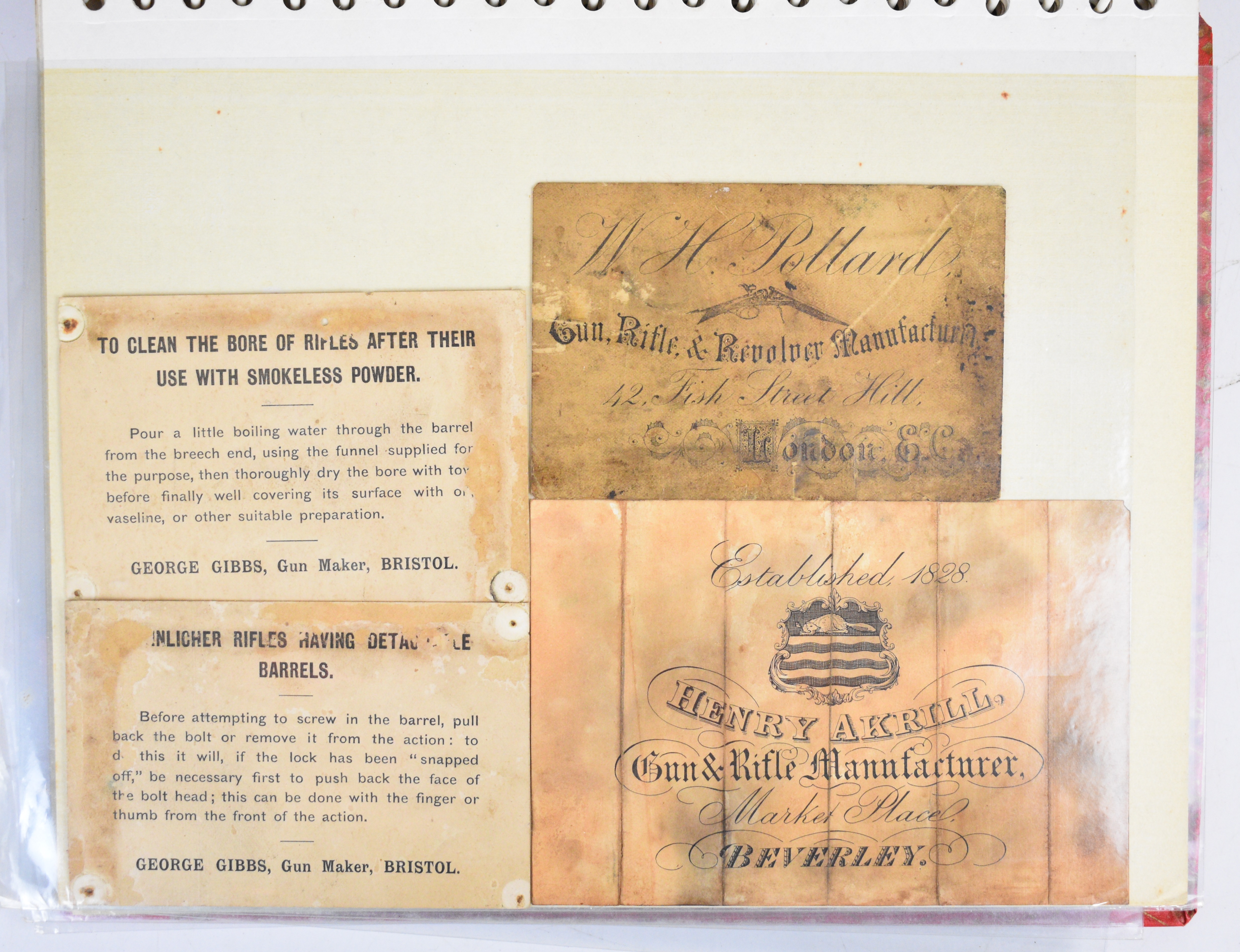 Eighteen gun case and similar labels including George Gibbs of Bristol ...