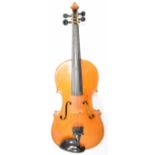 Late 19thC or early 20thC violin labelled Haynes Foucher & Co., with 36cm two piece back, overall